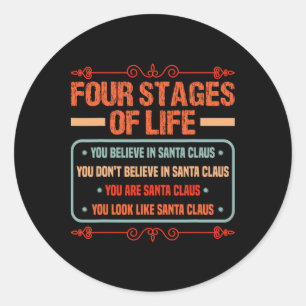 Sticker Rond Quatre Étapes De La Vie Père Noël Fête des pères D