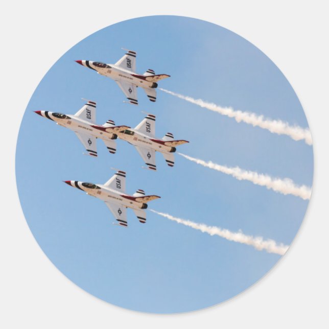 Sticker Rond Quatre F-16 Thunderbirds volent en formation rappr (Devant)