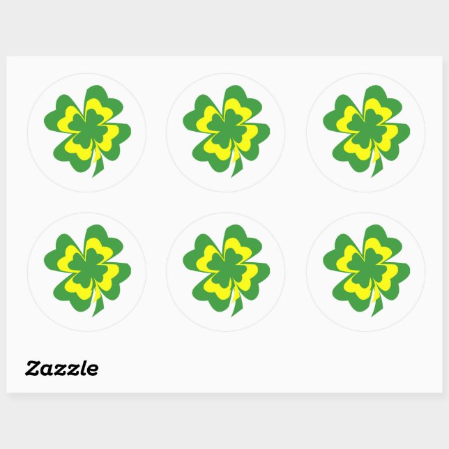 Sticker Rond Quatre feuilles de trèfle (Feuille)