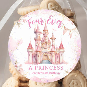 Sticker Rond Quatre fois une princesse Fille du château rose 4e