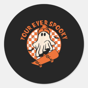 Sticker Rond Quatre Jour Éffrayant 4e anniversaire Halloween Sk