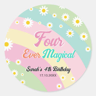 Sticker Rond Quatre Jours Magique Quatrième anniversaire
