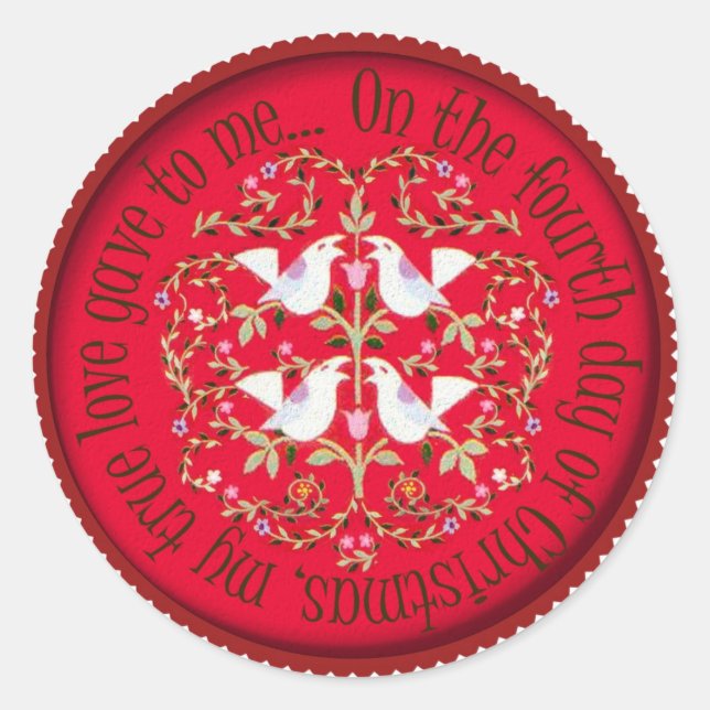 Sticker Rond Quatre oiseaux (Devant)