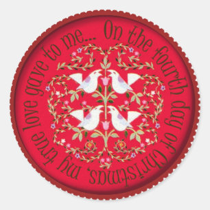 Sticker Rond Quatre oiseaux