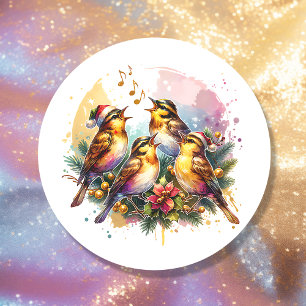 Sticker Rond Quatre Oiseaux   Douze jours de Noël