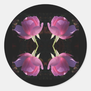 Sticker Rond Quatre roses roses