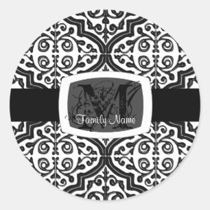 Sticker Rond Quatrefoil à motifs Vintages