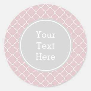 Sticker Rond Quatrefoil rose et blanc