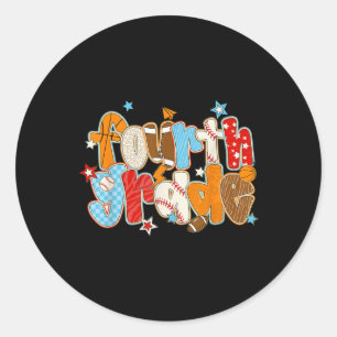 Sticker Rond Quatrième Année Retour À L'École Basketball De Bas