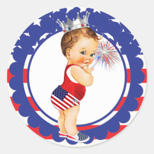 Sticker Rond Quatrième de bébé de cru d'autocollant de baby