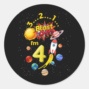 Sticker Rond Quatrième explosion d'anniversaire au large de 4 f