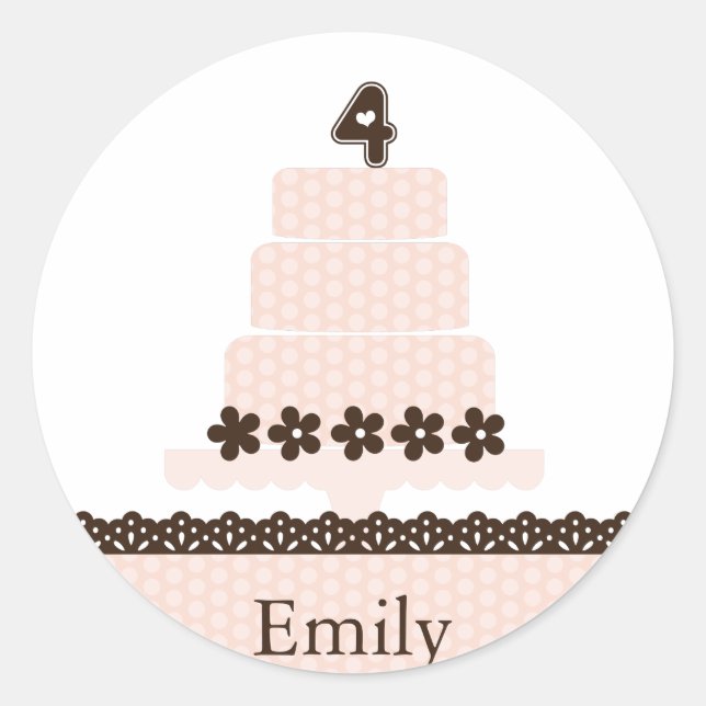 Sticker Rond Quatrièmement Anniversaire Cupcake Topper/Sticker (Devant)