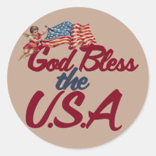 Sticker Rond Que Dieu bénisse les États-Unis
