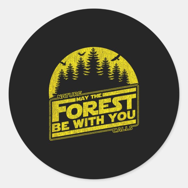 Sticker Rond Que La Forêt Soit Avec Vous Nature Jaune Été Ca (Devant)