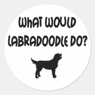 Sticker Rond Que Labradoodle ferait-il ? T-shirts et cadeaux
