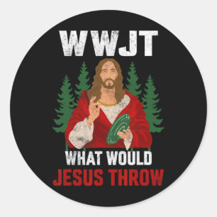 Sticker Rond Que lancerait Jésus Disc Golf Player Frisbee Di