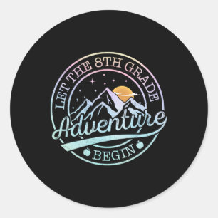 Sticker Rond Que l'aventure de 8e année commence Retro Premier