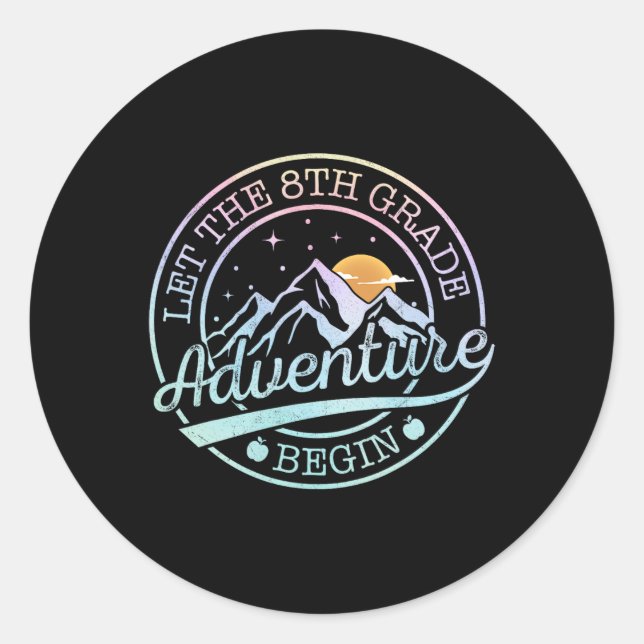 Sticker Rond Que l'aventure de 8e année commence Retro Premier  (Devant)