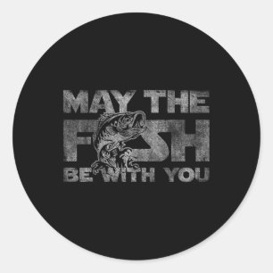 Sticker Rond Que le poisson soit avec vous son Gif de pêche drô