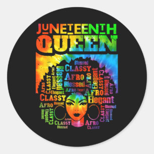 Sticker Rond Queen Afro Melanin Black Girl Magic Women Tie Dye