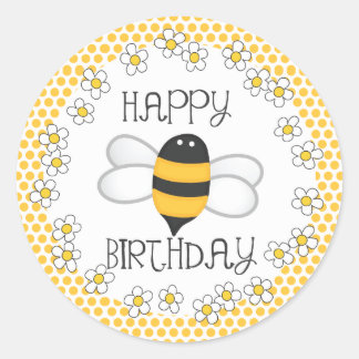 Sticker Rond Queen Bee Bonne fête d'anniversaire Favoriser