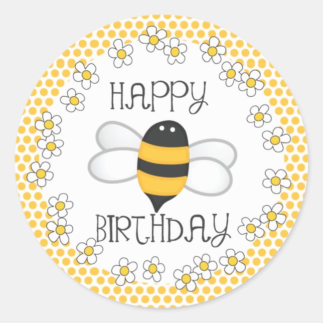 Sticker Rond Queen Bee Bonne fête d'anniversaire Favoriser (Devant)