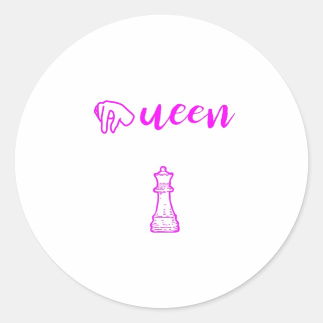Sticker Rond Queen - La pièce la plus puissante aux échecs (Devant)
