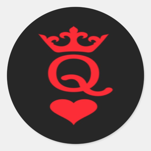 Sticker Rond Queen Of Hearts Matching Couple Saint Valentines  (Devant)