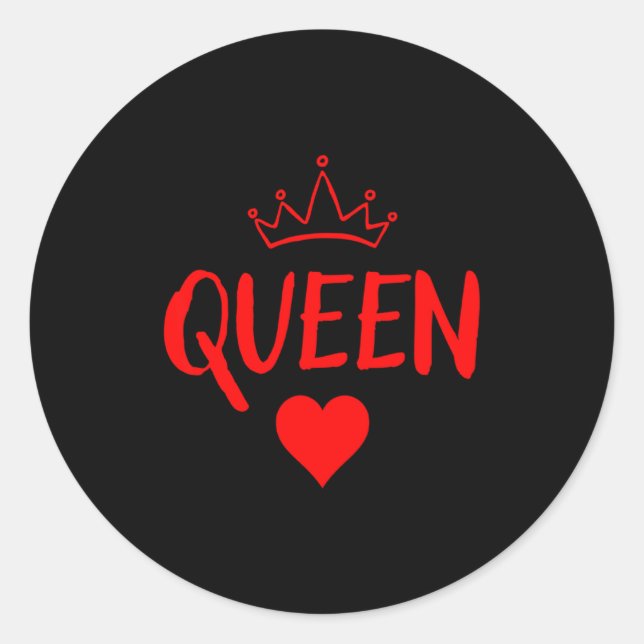 Sticker Rond Queen Of Hearts Matching Couple Saint Valentines _ (Devant)