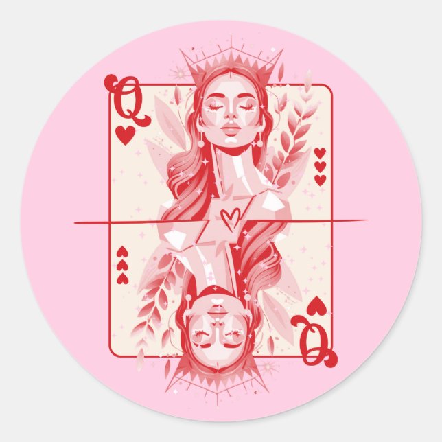 Sticker Rond Queen of Hearts Preppy Art (Devant)