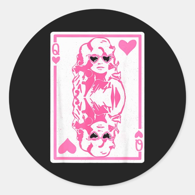 Sticker Rond Queen Of Hearts Valentines Day  (Devant)
