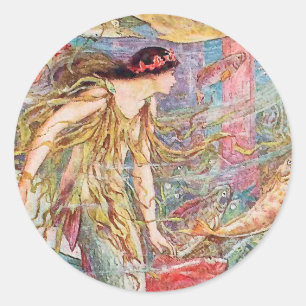 Sticker Rond Queen of the Fishes - Orange Fairy Book