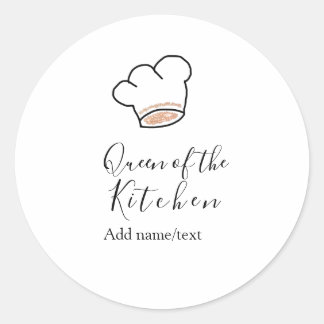 Sticker Rond Queen of the kitchen chef cooking add name crown 