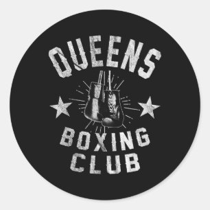 Sticker Rond Queens Boxing Club - Boxer Vintage en détresse