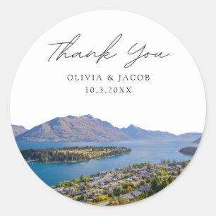 Sticker Rond Queenstown Wedding Favoriser Photo Merci