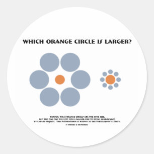 Sticker Rond Quel cercle orange est plus grand ? (Illusion