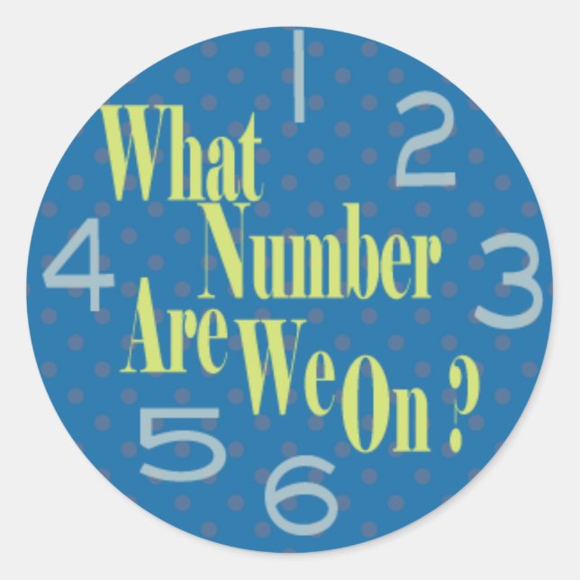 Sticker Rond quel nombre sont nous sur le bleu avec des nombres (Devant)