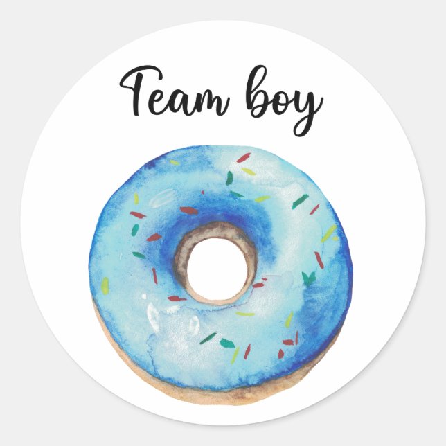 Sticker Rond Quel sera l'équipe du bébé garçon donut (Devant)