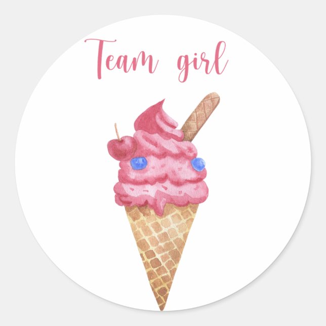 Sticker Rond Quelle glace sera pour l'équipe bébé fille (Devant)