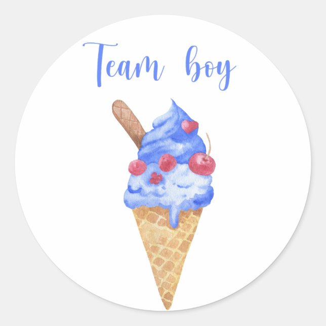 Sticker Rond Quelle sera l'équipe bébé garçon glace (Devant)