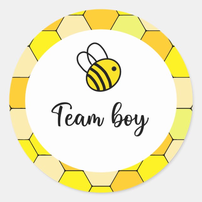 Sticker Rond Quelle sera l'équipe du bébé abeille garçon (Devant)