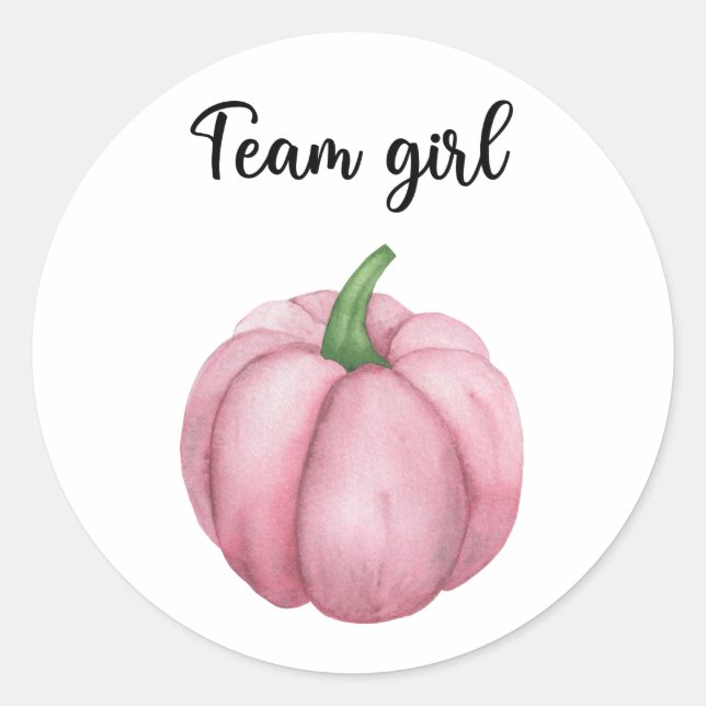 Sticker Rond Quelle sera l'équipe fille citrouille bébé (Devant)