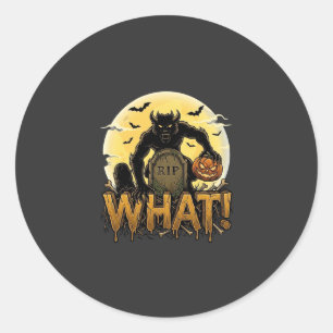 Sticker Rond Quelle tombe de citrouille de loup-garou pleine lu