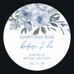 Sticker Rond Quelque chose de bleu avant de faire Fête des mari<br><div class="desc">Quelque chose de bleu avant de faire Floral Fête des mariées Classic Sticker rond</div>