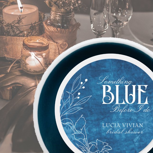 Sticker Rond Quelque chose de bleu avant de faire Floral blanc (Créateur téléchargé)