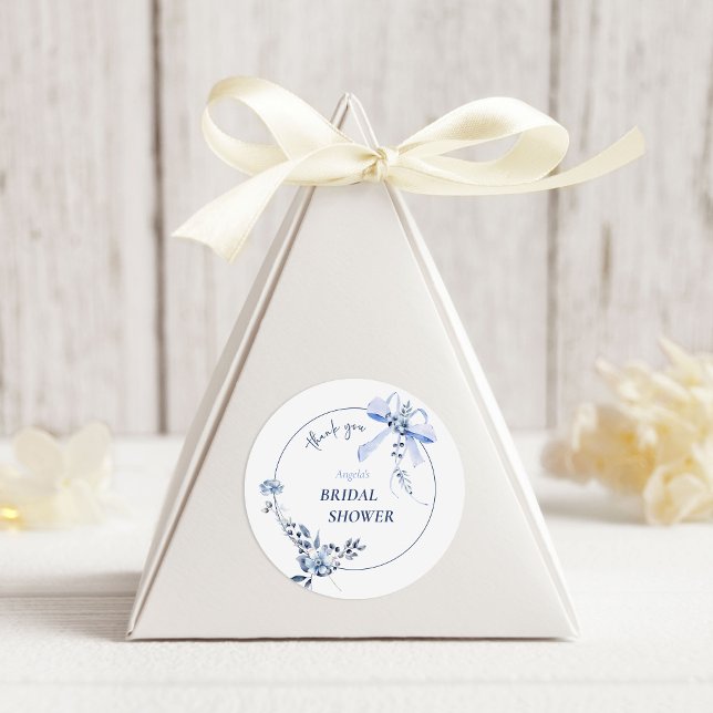 Sticker Rond Quelque Chose de Bleu Fleurs Ruban Arche Fête de M (Créateur téléchargé)