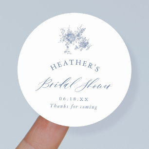 Sticker Rond Quelque Chose de Bleu Floral Baby Shower Mariée