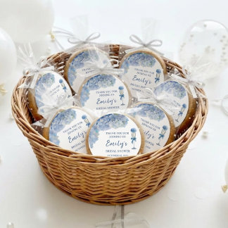 Sticker Rond Quelque Chose De Bleu Hydrangea Floral Élégant