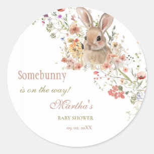 Sticker Rond Quelque chose sur le chemin baby shower Fleur sauv