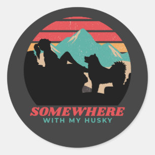 Sticker Rond Quelque part avec mon cadeau de femme sibérienne H